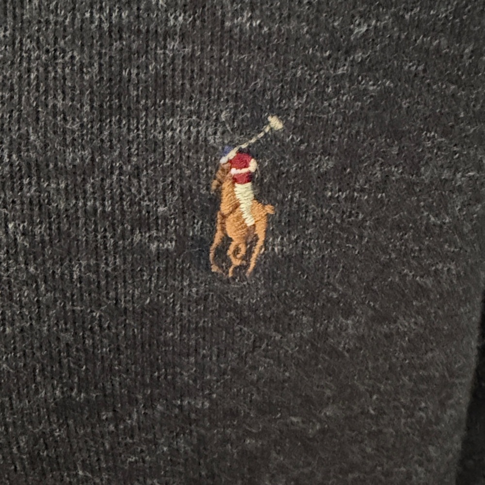 Polo Ralph Lauren Men’s Quarter Zip estate rib Sweater Charcoal Gray Size Large - Picture 3 of 5